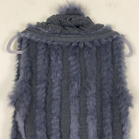 Elliatt Enwtined Rabbit Fur Vest Charcoal Gray High Low Asymmetrical Women's M - Picture 8 of 12